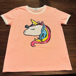 Lola + The Boys Pink Unicorn Sequin Tee